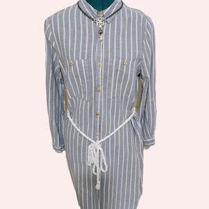 I.M.A. Striped Tie Waist Shirt Dress Size Medium